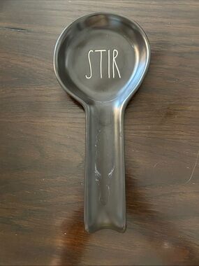 Rae Dunn STIR Black Ceramic Spoon Rest